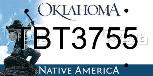 TBT3755 Oklahoma License Plate