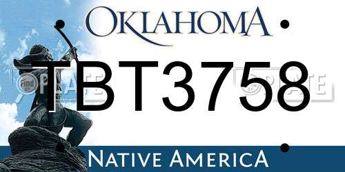 TBT3758 Oklahoma License Plate