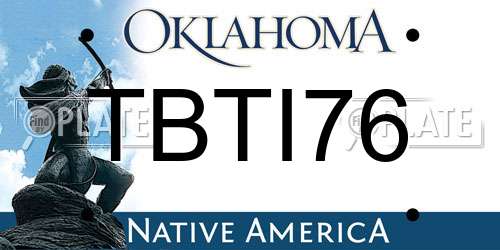 TBTI76 Oklahoma License Plate