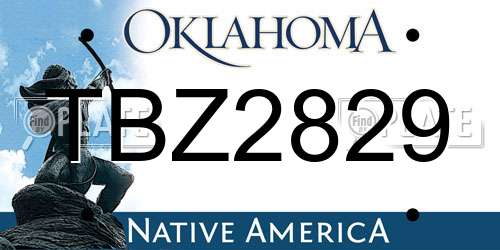 TBZ2829 Oklahoma License Plate
