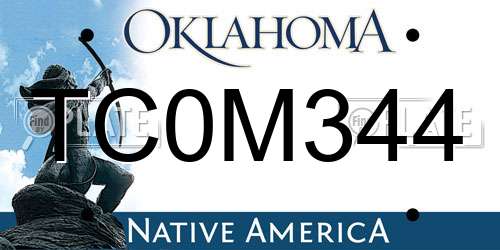 TC0M344 Oklahoma License Plate