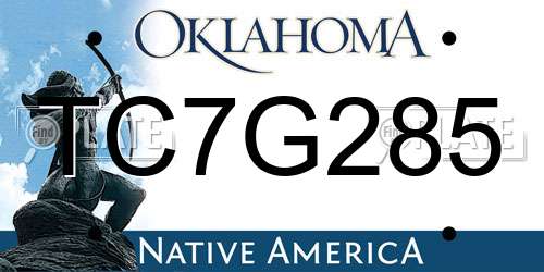 TC7G285 Oklahoma License Plate