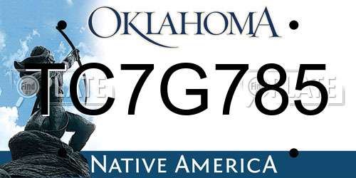 TC7G785 Oklahoma License Plate