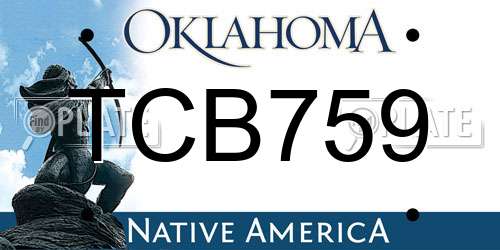 TCB759 Oklahoma License Plate