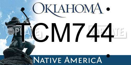 TCM744 Oklahoma License Plate