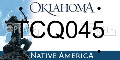 TCQ045 Oklahoma License Plate