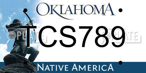 TCS789 Oklahoma License Plate