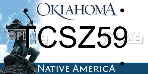TCSZ59 Oklahoma License Plate