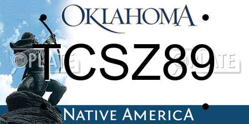 TCSZ89 Oklahoma License Plate