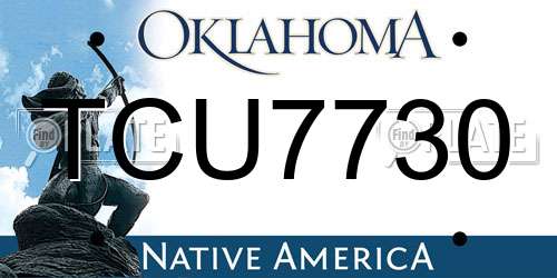 TCU7730 Oklahoma License Plate
