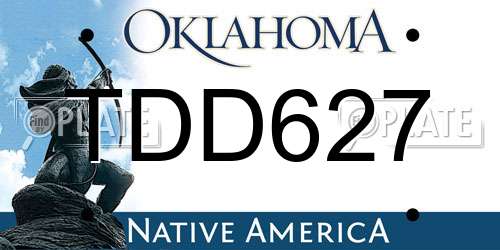 TDD627 Oklahoma License Plate