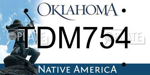 TDM754 Oklahoma License Plate