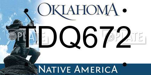 TDQ672 Oklahoma License Plate