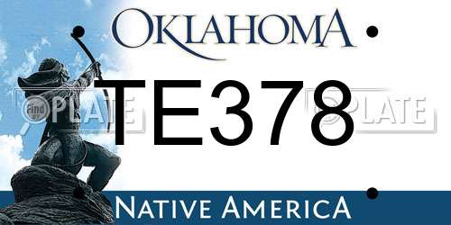 TE378 Oklahoma License Plate