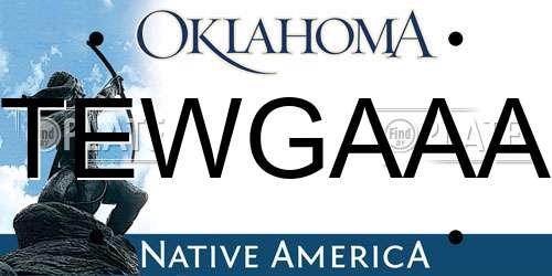 TEWGAAA Oklahoma License Plate