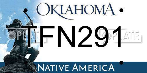 TFN291 Oklahoma License Plate