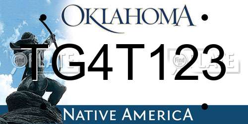 TG4T123 Oklahoma License Plate
