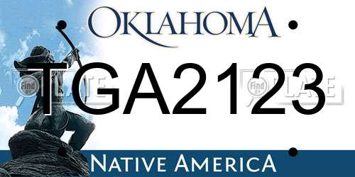 TGA2123 Oklahoma License Plate