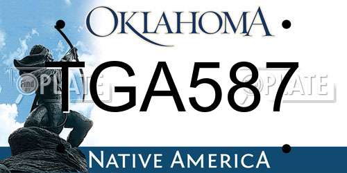 TGA587 Oklahoma License Plate