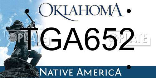 TGA652 Oklahoma License Plate