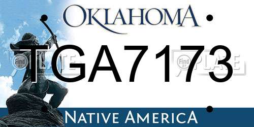 TGA7173 Oklahoma License Plate