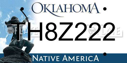 TH8Z222 Oklahoma License Plate