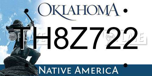 TH8Z722 Oklahoma License Plate