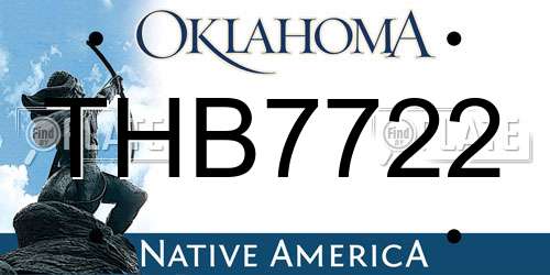 THB7722 Oklahoma License Plate