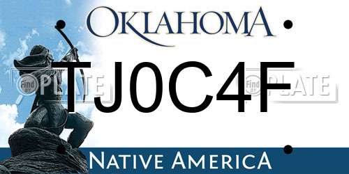 TJ0C4F Oklahoma License Plate
