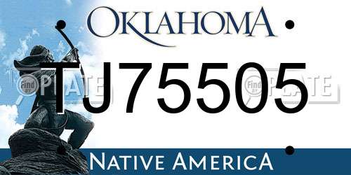 TJ75505 Oklahoma License Plate