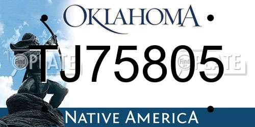 TJ75805 Oklahoma License Plate