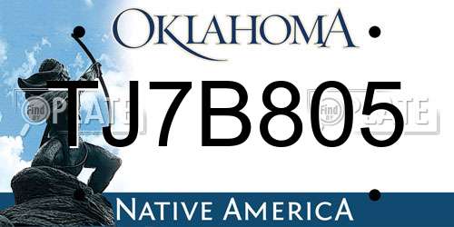 TJ7B805 Oklahoma License Plate