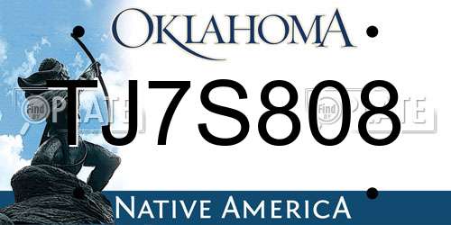 TJ7S808 Oklahoma License Plate