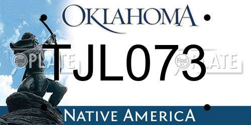 TJL073 Oklahoma License Plate