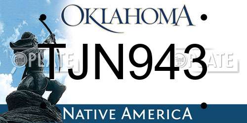 TJN943 Oklahoma License Plate