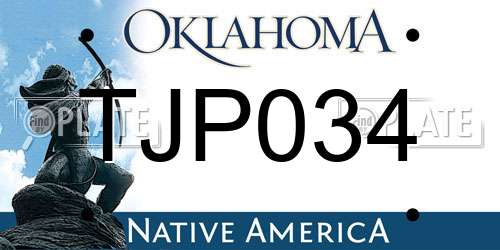 TJP034 Oklahoma License Plate