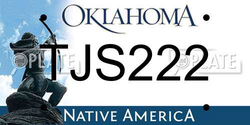 TJS222 Oklahoma License Plate