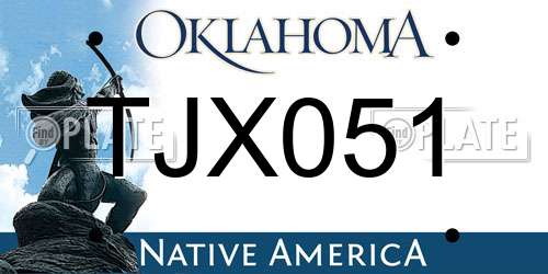 TJX051 Oklahoma License Plate