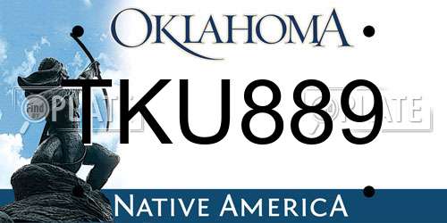 TKU889 Oklahoma License Plate
