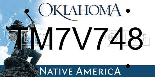 TM7V748 Oklahoma License Plate
