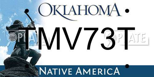 TMV73T Oklahoma License Plate