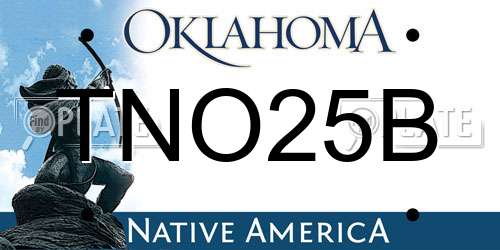 TNO25B Oklahoma License Plate