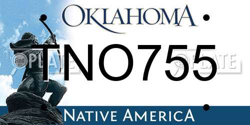 TNO755 Oklahoma License Plate