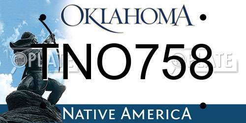 TNO758 Oklahoma License Plate