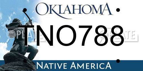 TNO788 Oklahoma License Plate
