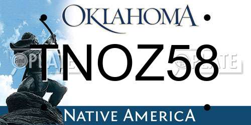 TNOZ58 Oklahoma License Plate