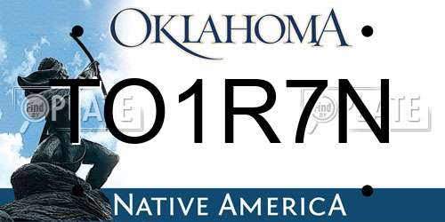 TO1R7N Oklahoma License Plate