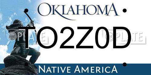TO2Z0D Oklahoma License Plate