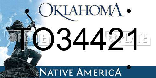 TO34421 Oklahoma License Plate