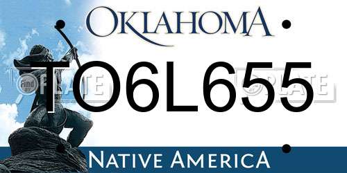 TO6L655 Oklahoma License Plate